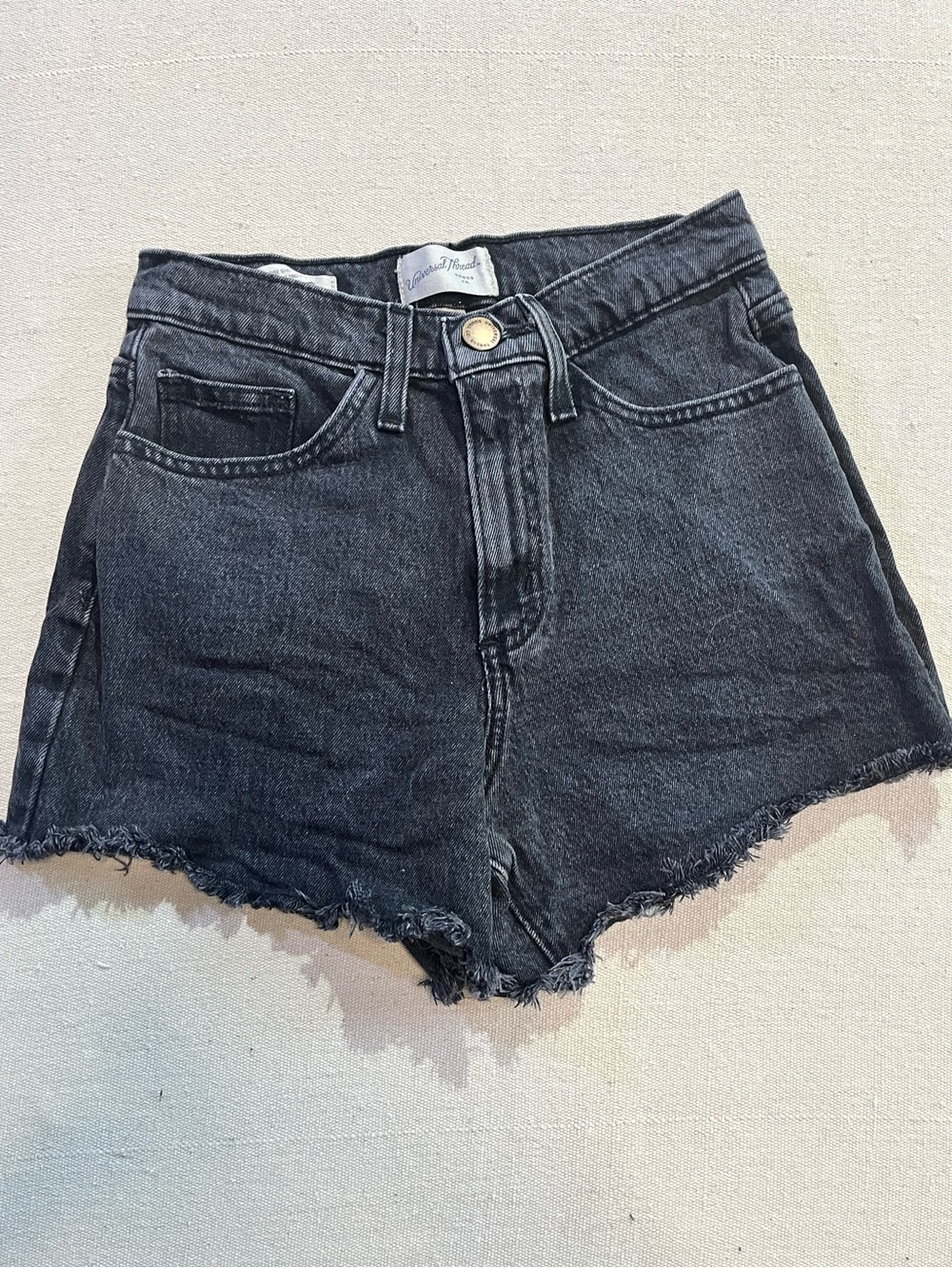 Universal Thread Highest Rise Shortie Shorts, Washed Black, Sz 0, EUC